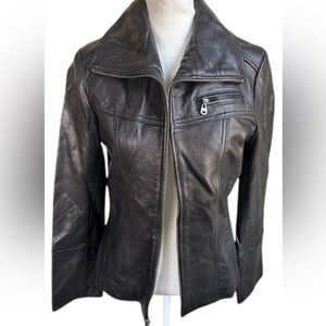 Marc New York Women's Genuine Leather Biker Jacket XS Lambskin Classic City MINT